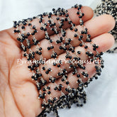 Black Onyx Beaded Chain, Necklace Chain, Wire Wrapped Gemstone Beaded Chain, Rosary Beaded Chain – SELLING BY FOOT